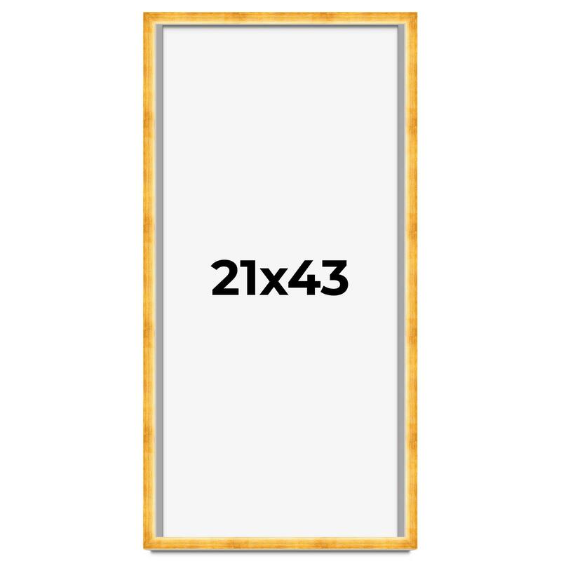 21x43 Shadow Box Frame Gold | 1.625 Inches Deep Real Wood Traditional