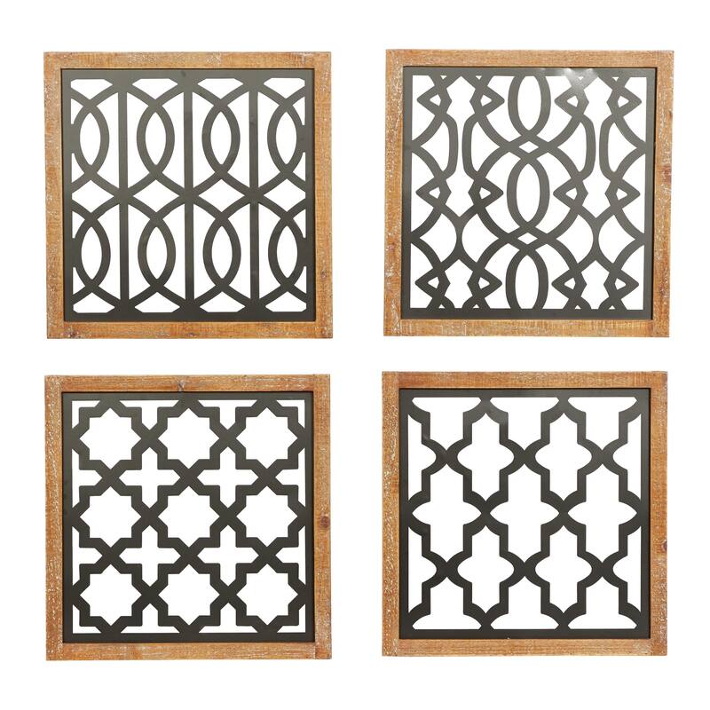Metal Geometric Cut-out Home Wall Decor - Set of 4 Black - Roche River Decor - Black