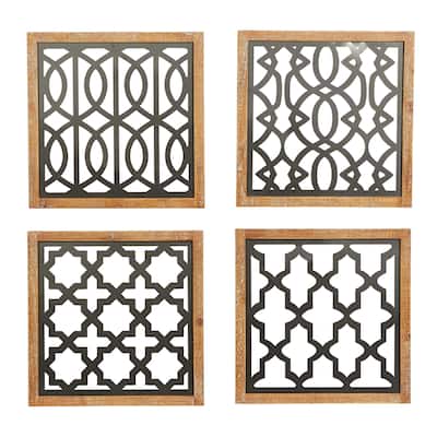 Metal Geometric Cut-out Home Wall Decor - Set of 4 Black - Roche River Decor