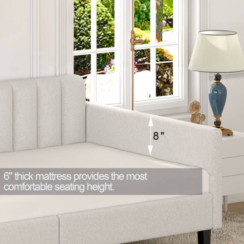 Upholstered Daybed with Tufted Backrest, Twin Size