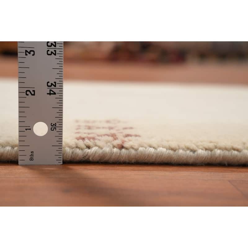 Hand Knotted Oriental 100% Wool Carpet Modern Geometric Beige & Ivories Gabbeh Area Rug - 3' 11'' X 2' 1''