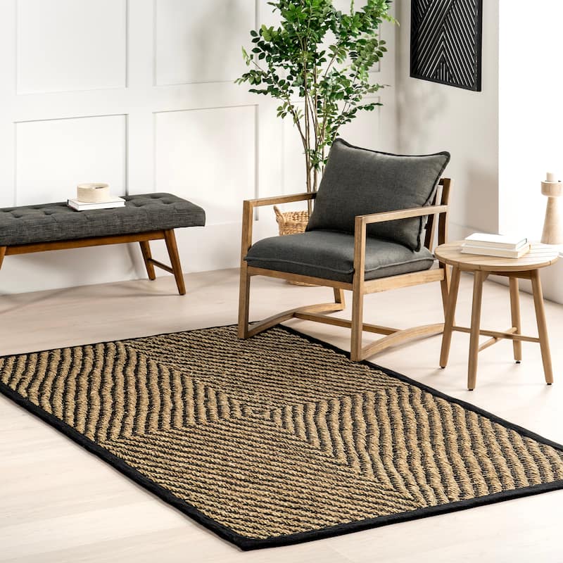 Nuloom Meara Geometric Striped Seagrass Area Rug.