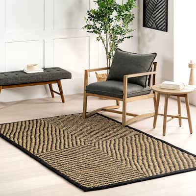 Nuloom Meara Geometric Striped Seagrass Area Rug.