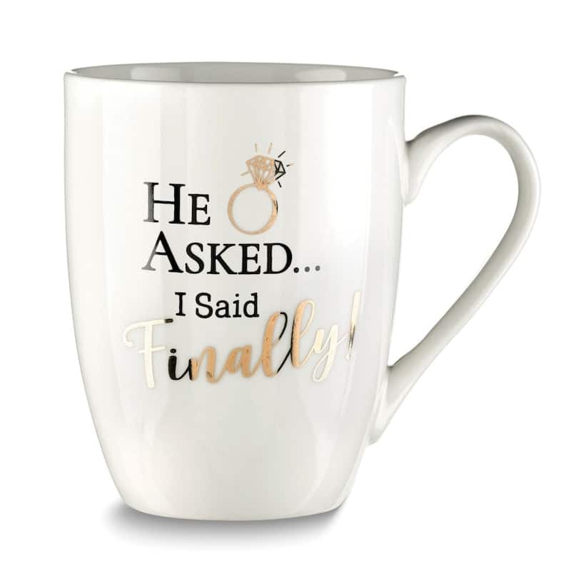 Curata Lillian Rose He Asked.I Said Finally! Ceramic Mug
