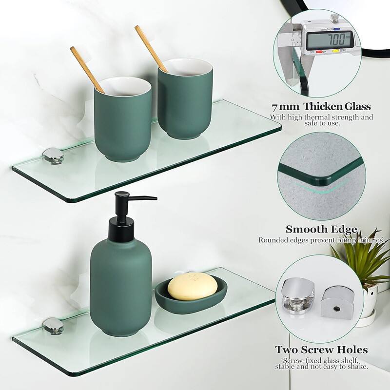 Floating Glass Shelves for Bathroom, Tempered Glass Shelf