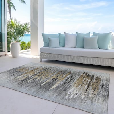 Machine Washable Indoor/ Outdoor Chantille Abstract Ombre Rug