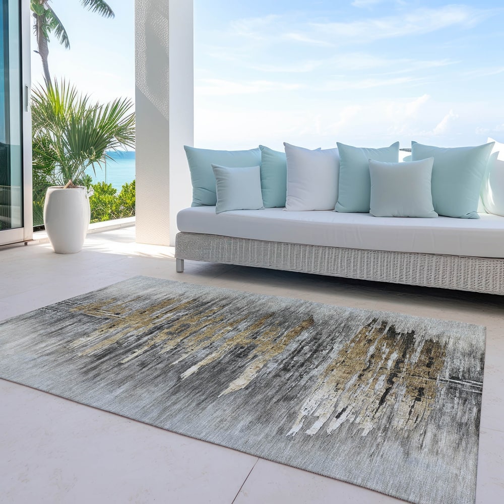 Machine Washable Indoor/ Outdoor Chantille Abstract Ombre Rug