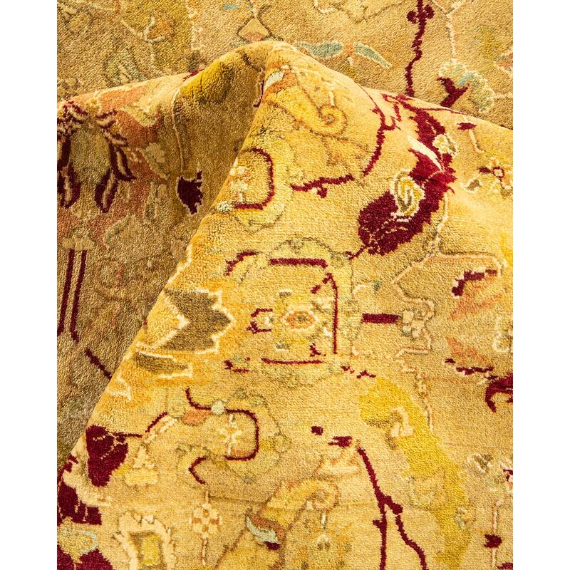 Overton Hand Knotted Wool Vintage Inspired Traditional Mogul Ivory Area Rug - 12 x 15+