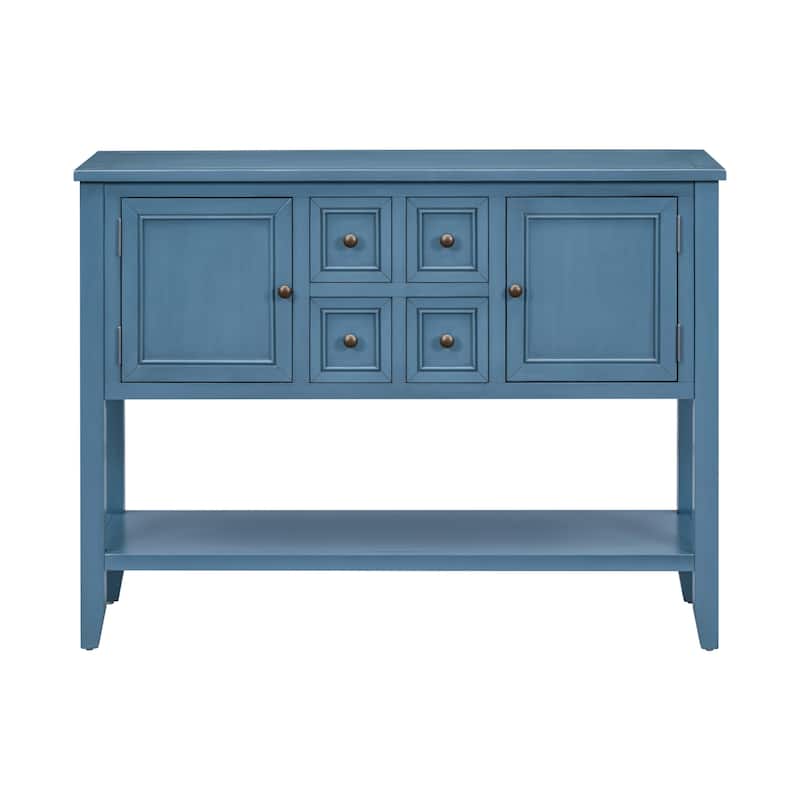 Cambridge Series Ample Storage Vintage Console Table with Four Small Drawers and Bottom Shelf for Living Rooms