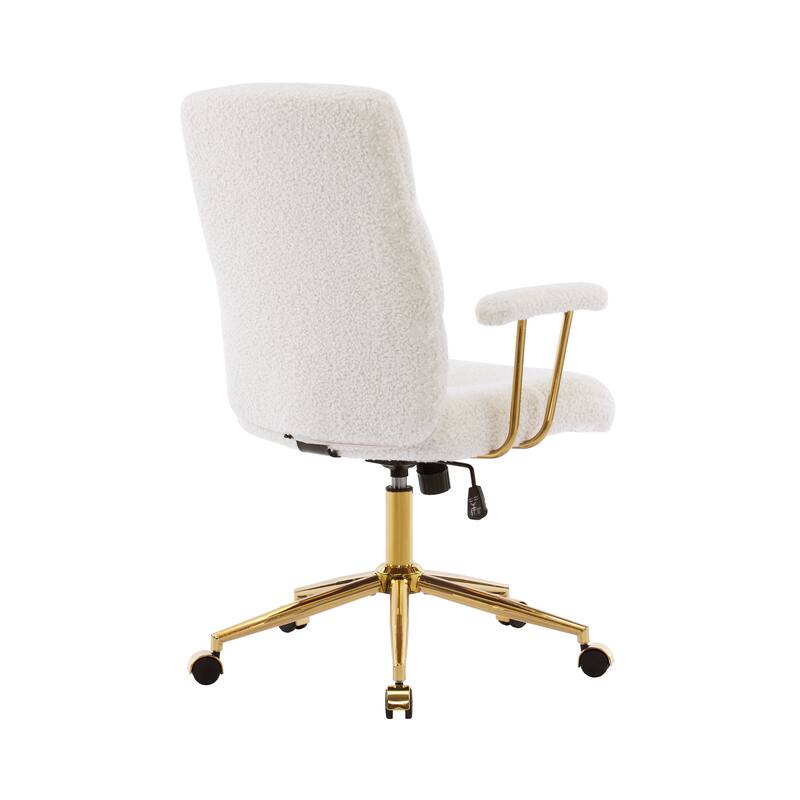 Textured Boucle Fabric Office Chair, Modern Height Adjustable Desk Chair with Padded Arms