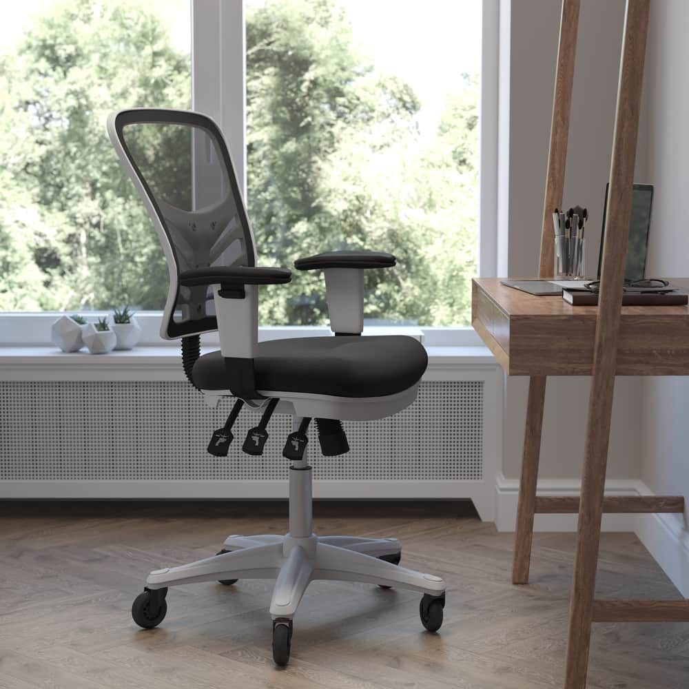 Mid-Back Ergonomic Multifunction Mesh Chair with Polyurethane Wheels