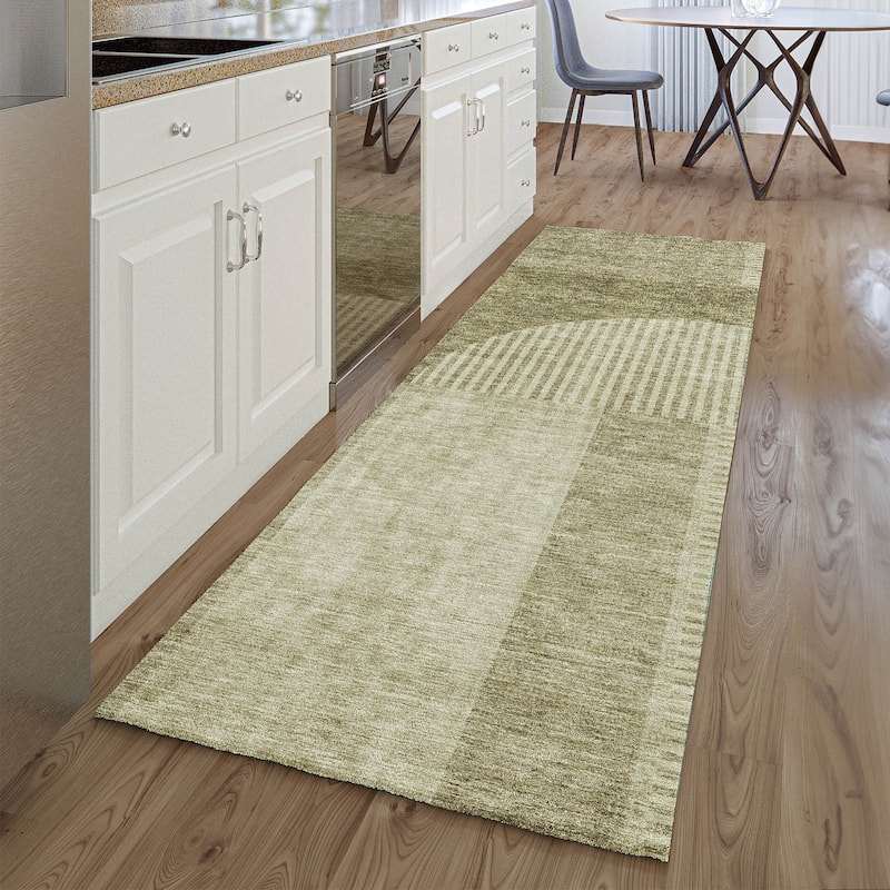 Premium Washable Super Soft Modern Deco Mayfield Rug - Taupe - 2' 3" x 7' 6" - Runner