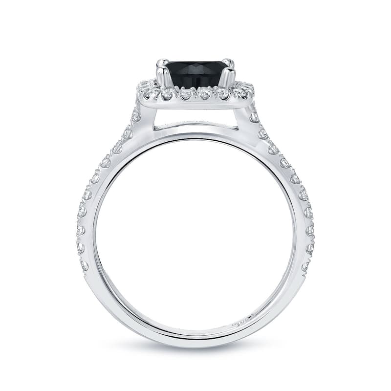 Auriya 14k Gold 1 2/5ctw Halo Black Diamond Engagement Ring