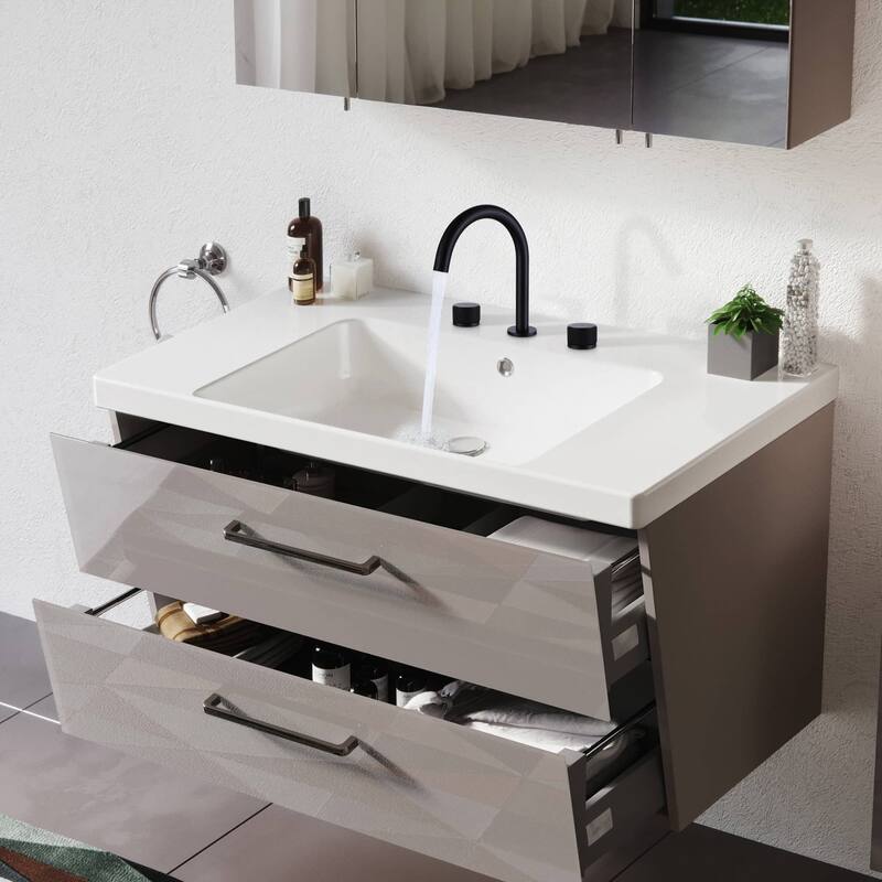 8 Inch Widespread Bathroom Faucet Matte Black Bathroom Sink Faucet 3 Holes Double Handle Modern Basin Vanity Taps
