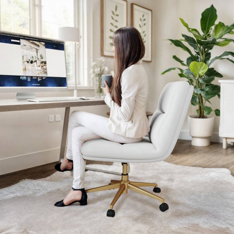 Commercial Mid-Back Padded Upholstered Swivel Office Chair - 25.5"W x 24.75"D x 29.75" - 32.5"H