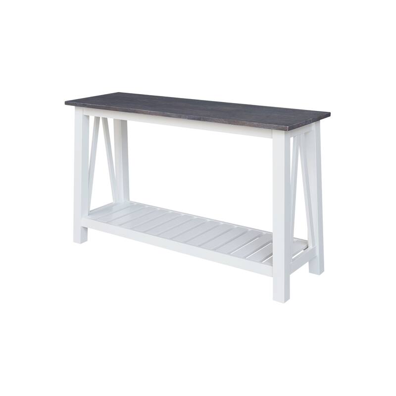 Surrey Solid Wood Console/Sofa Table - White/Heather Gray