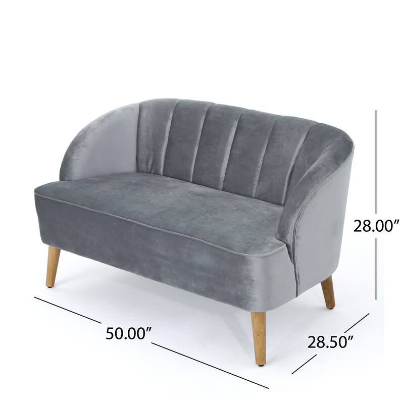 Classic Shell-Backed Loveseat with Wooden Legs