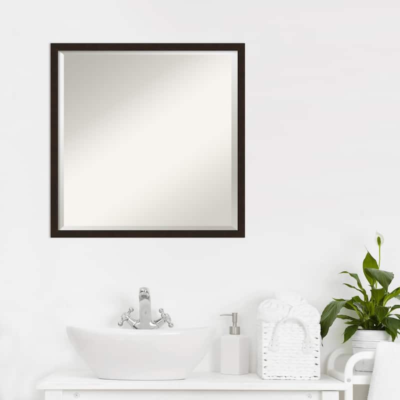 Beveled Wood Bathroom Wall Mirror - Carlisle Espresso Narrow Frame - Carlisle Espresso Narrow
