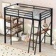 preview thumbnail 1 of 10, Twin Size Loft Bed with Ladder and Full Length Guardrail, Metal Bed Frame with Shelves and Desk, No Box Spring Needed for Kids Black