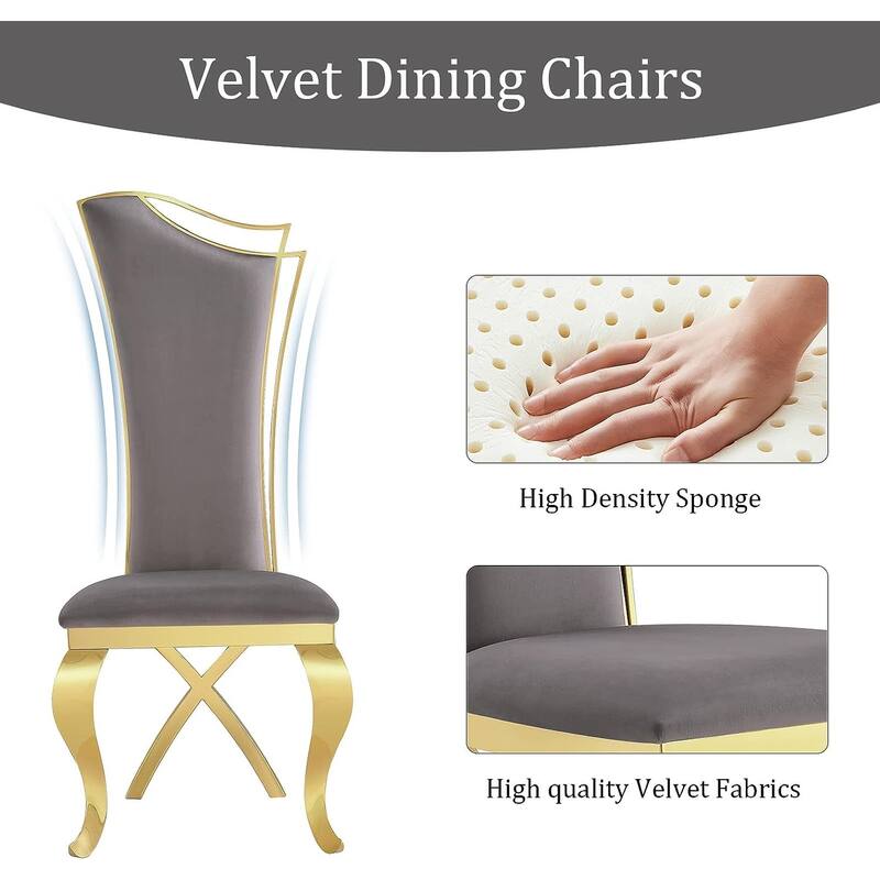 Luxury Upholstered Dining Chairs with Stylish Streamlined High Back with Cabriole X-Shaped Legs