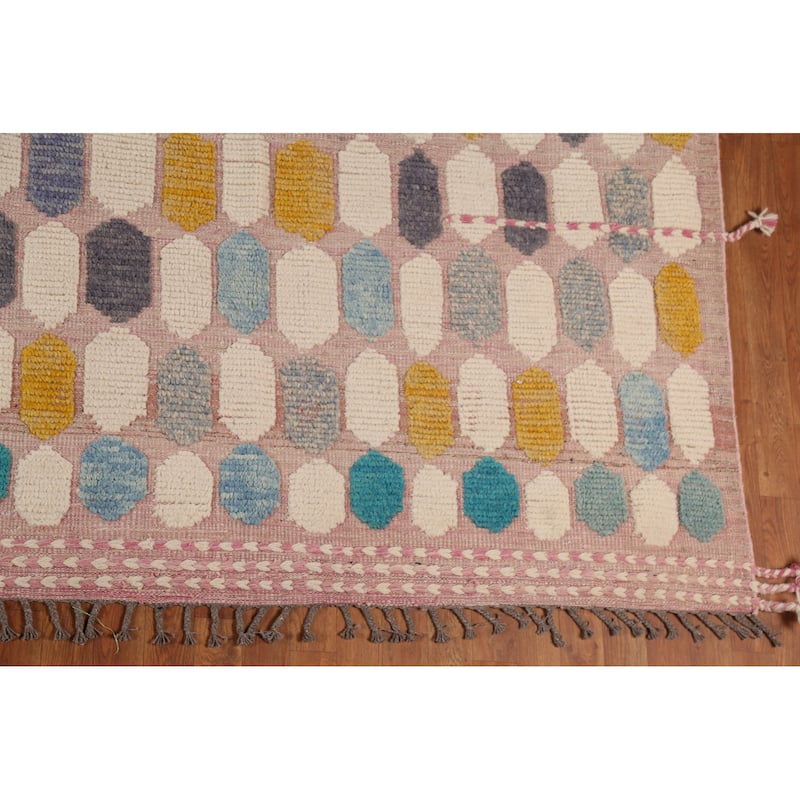All-Over Moroccan Large Area Rug Hand-Knotted Wool Carpet - 11'7"x 16'1"