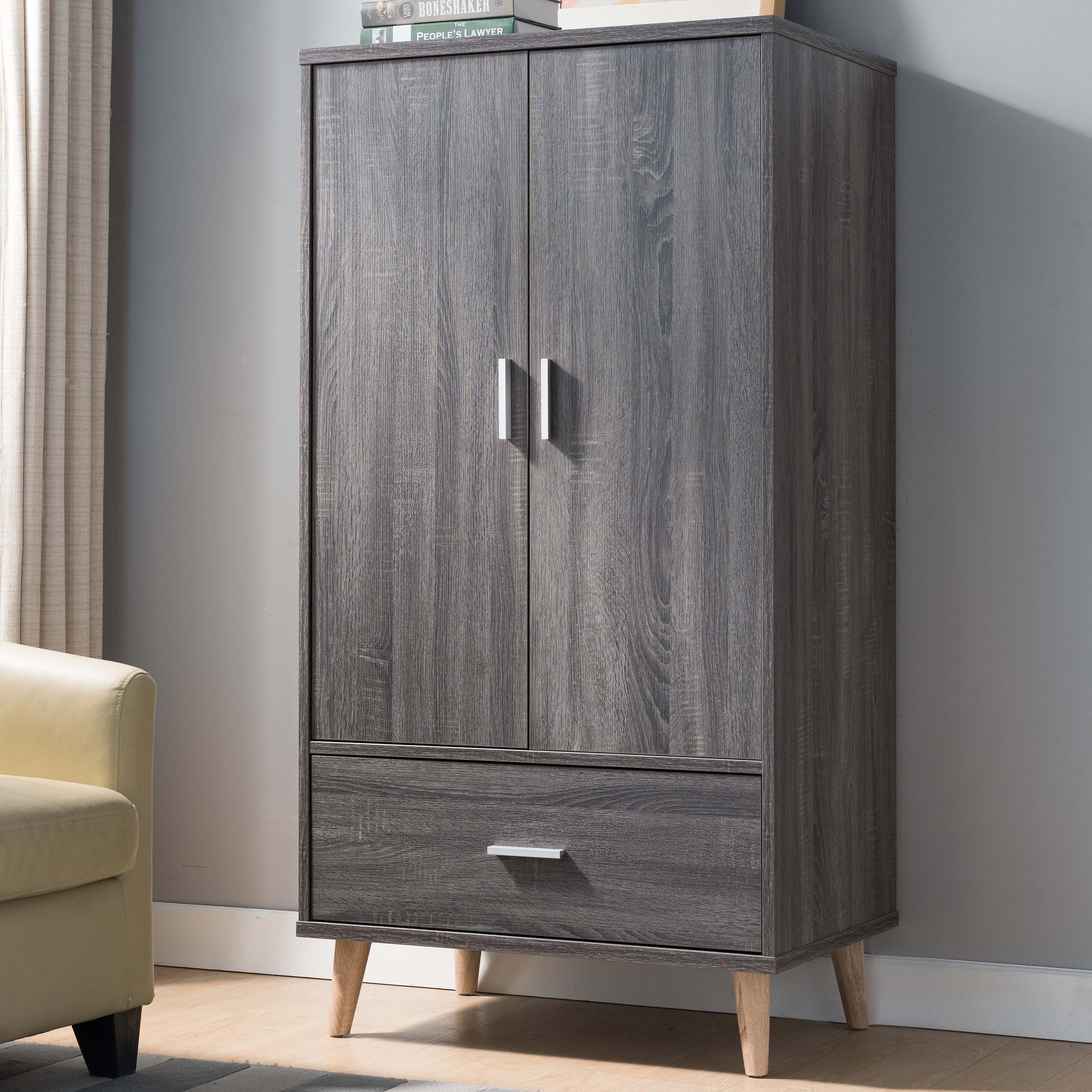Carson carrington gjovik contemporary distressed grey wardrobe sales armoire