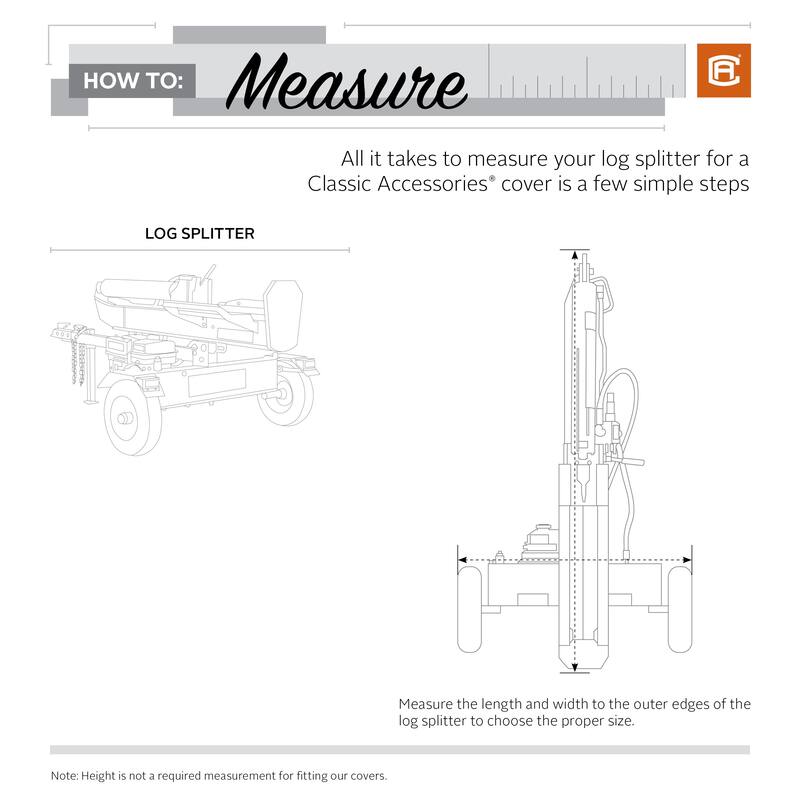 Classic Accessories StormPro RainProof Heavy-Duty Log Splitter Cover - 82"L x 45"W x 34"H (when in horizontal position)