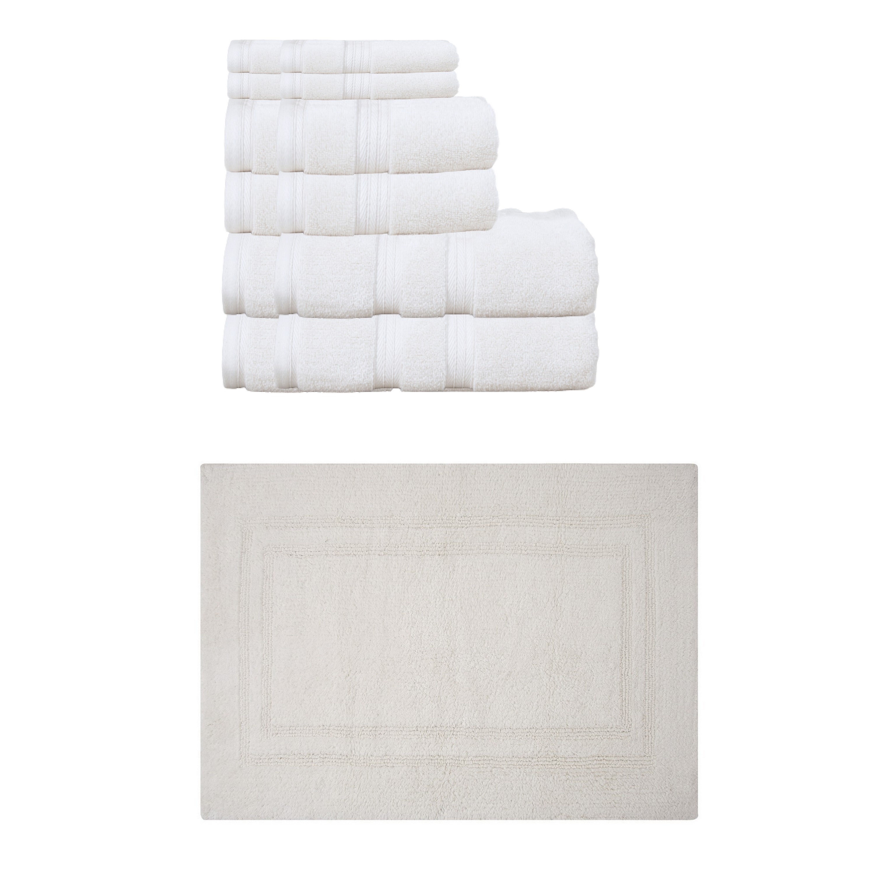 Home Weavers Luxury Collection 100% Soft Cotton 6 Pc Towel Set & 1 Pc Bath Rug, Machine Wash & Non Slip (Set of 7)