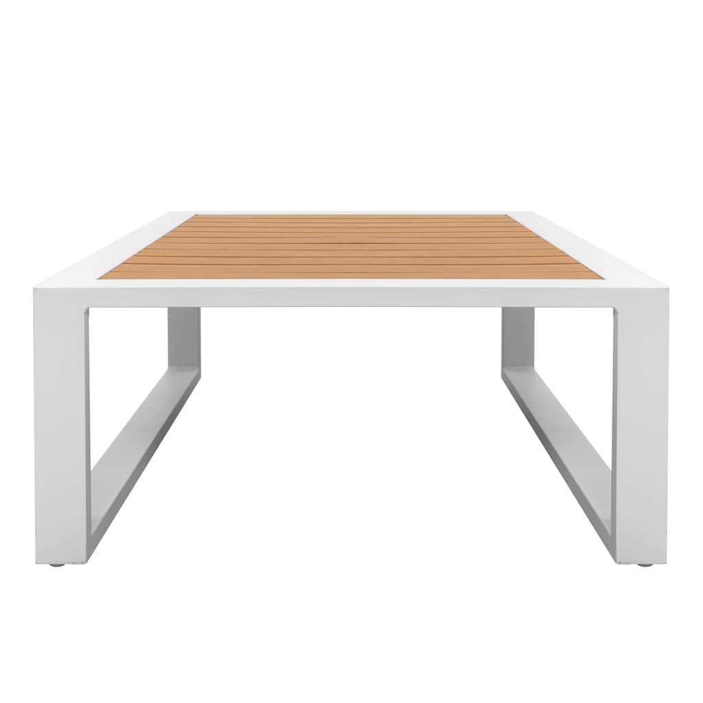 Outdoor Rectangle Coffee Table, All-aluminum Frame, Imitation Wood Tabletop