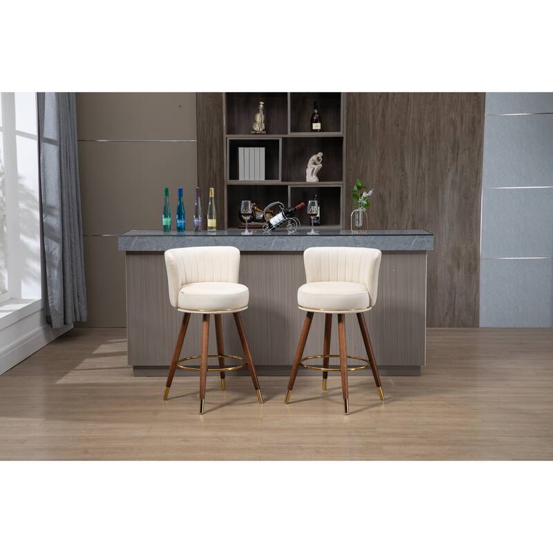 Counter Height Bar Stools Set of 2 for Kitchen Counter Solid Wood Legs