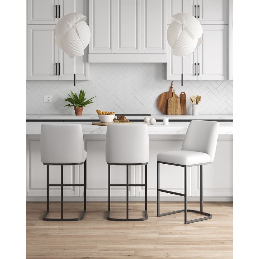 Manhattan Comfort Serena Modern Faux Leather Upholstered Counter Barstool