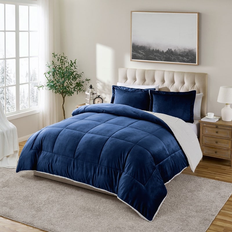 Swift Home Reversible Micromink and Sherpa Down Alternative Bedding Comforter Set