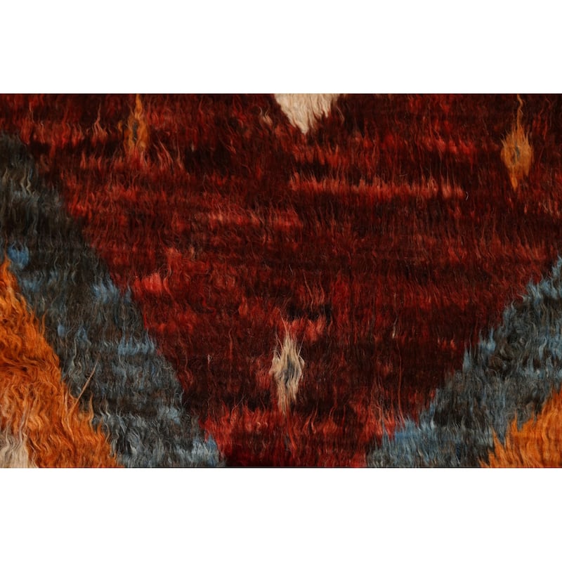 Hand Knotted Oriental 100% Wool Carpet Modern Tribal Red Moroccan Area Rug - 8' 9'' X 6' 4''