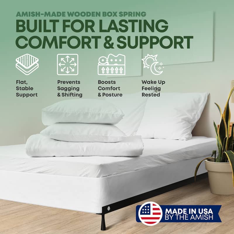 ONETAN, 4.5-Inch & 8-Inch Sturdy Wood Box Spring for Mattress Support - Durable and Easy to Assemble Natural Wood Foundation