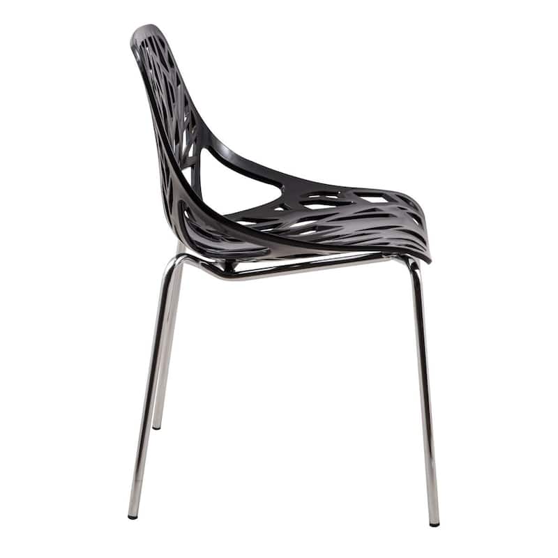 Asbury Stackable Dining Chair with Chrome Legs Side Chair with Modern Cut-Out Design Backrest