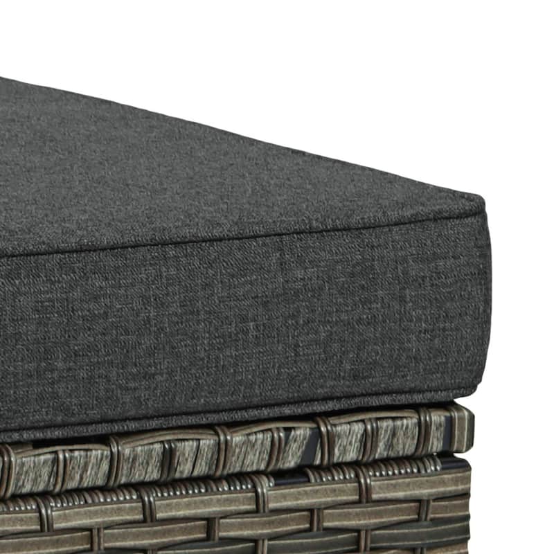Outdoor Rattan Wicker cushioned Footstool Ottomans Set of 2