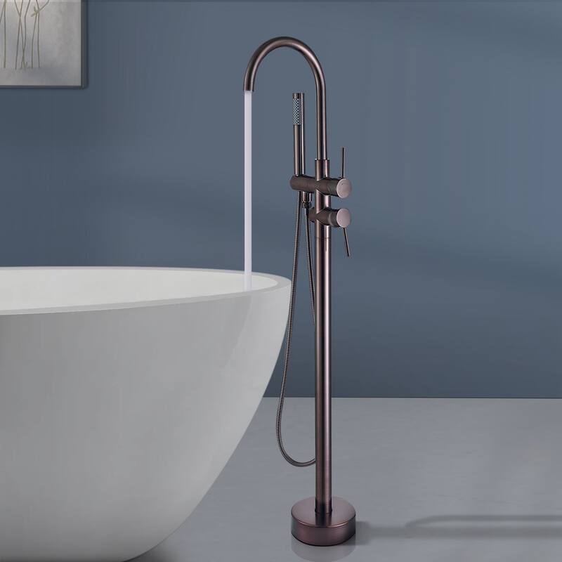 Topcraft Floor Mounted Bathtub Filler with Handheld Showerhead