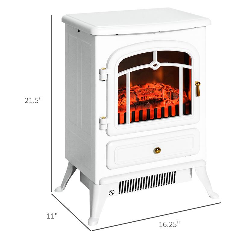 22" Freestanding Electric Fireplace Stove with LED Flames, 750W/1500W Heater, Overheat Protection, Portable Design