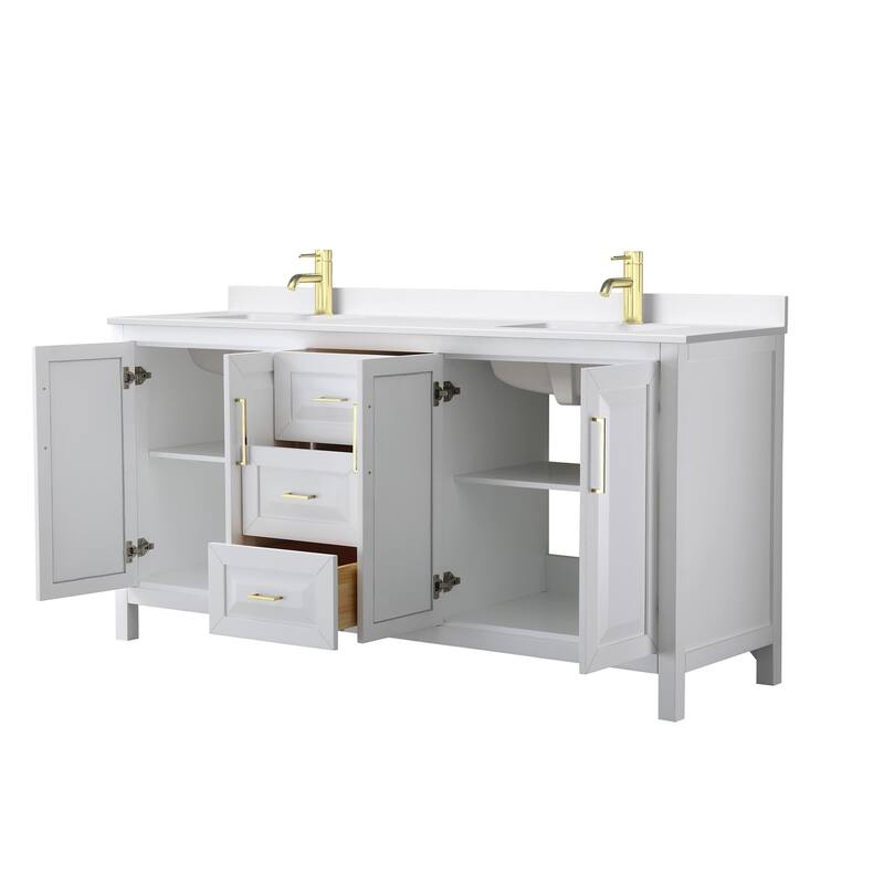 Daria 72-inch Double Vanity, Single Hole Quartz Top