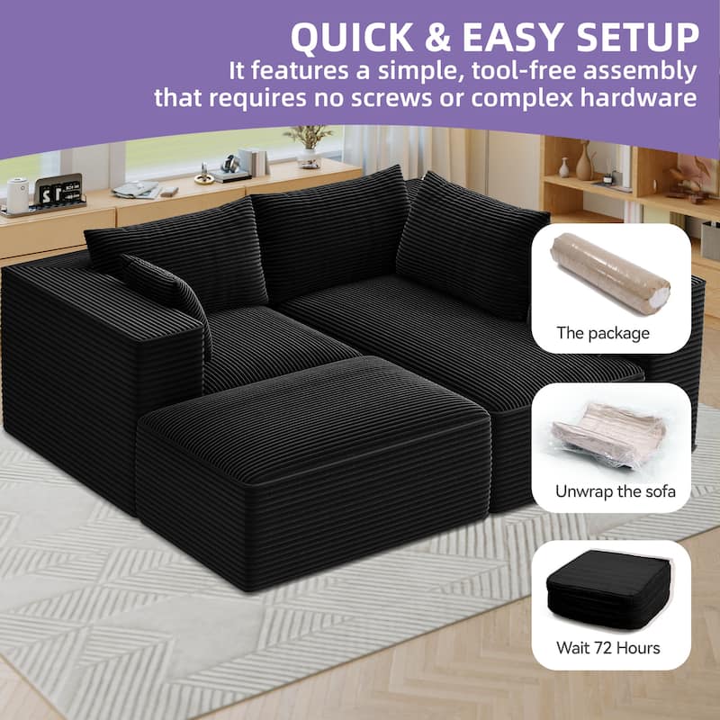 108" Modular Sectional Couch with L-Shape Chaise, Modern Cloud Sectional Sofa with Deep Seat