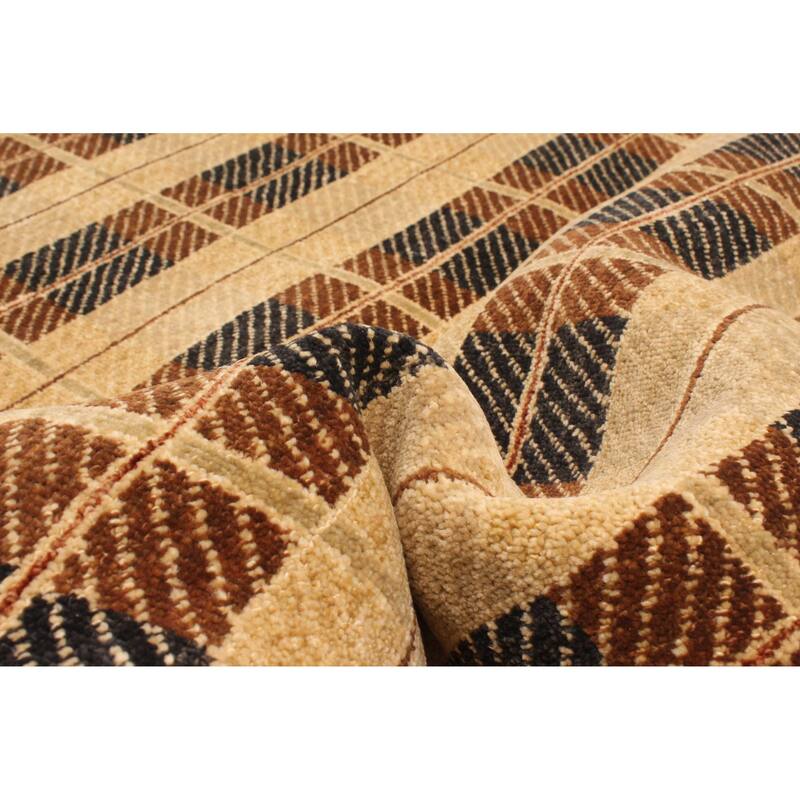 ECARPETGALLERY Hand-knotted Peshawar Ziegler Khaki Wool Rug - 4'0 x 6'2