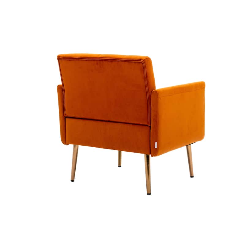 Velvet Upholstered Tufted Accent Chair With Golden feet