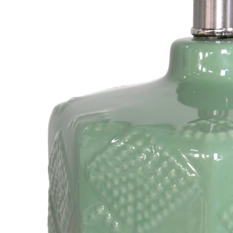 Floral Eyelet Ceramic Table Lamp with White Drum Shade - 19" - Sage Green