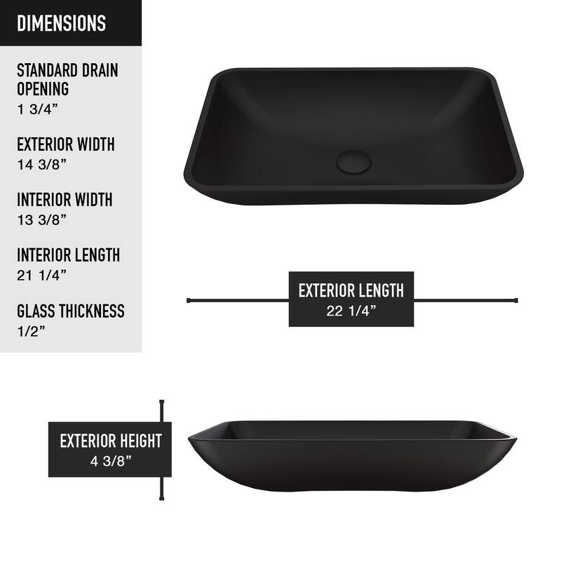 Vigo Hadyn 22" Rectangular Glass Vessel Bathroom Sink