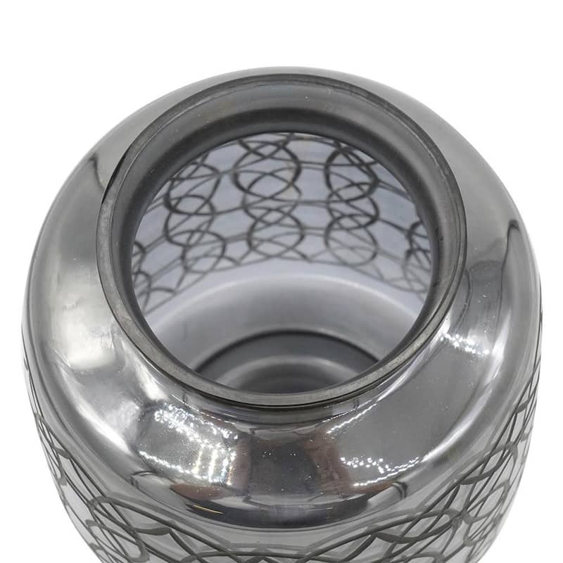 12" Dark Gray Geometric Round Glass Table Vase - 12.00
