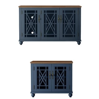 2-Piece Floral Storage Buffet Sideboard Set - 55" & 38" in Width - 55" & 38" in Width