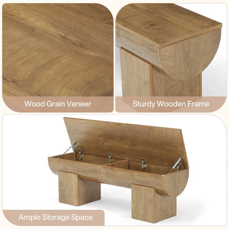 55" Farmhouse Shoe Bench with Flip-Top Storage