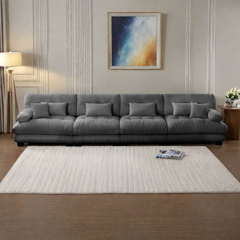 173.2" 4-Seat Chenille Sectional Sofa with Deep Seating and Modular Design