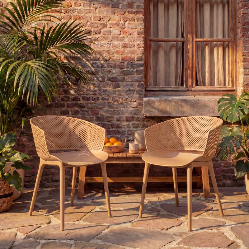 Christopher Knight Home - Gerald Modern Outdoor Plastic Dining Chair (Set of 2)