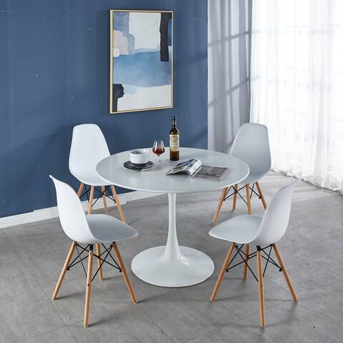 Aoolive 5 Pieces Dining Sets with 1 Round Dining Table and 4 Chairs